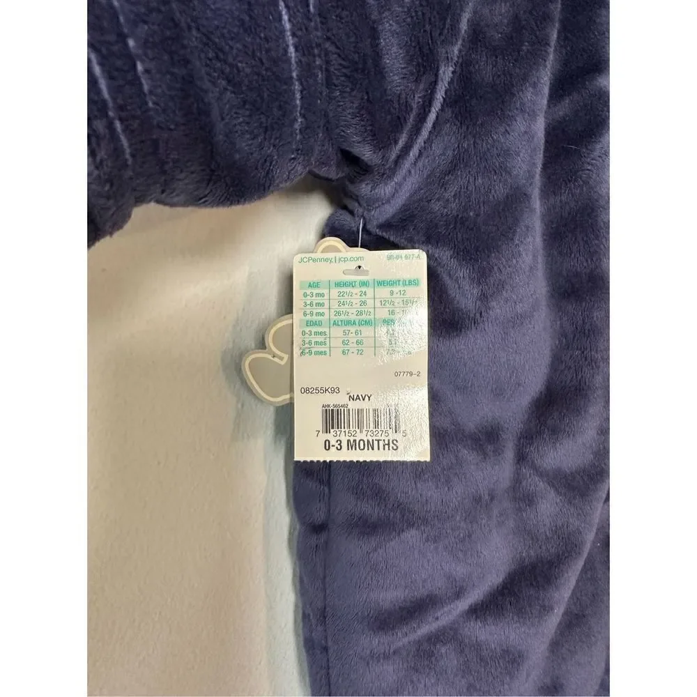 Okie Dokie Navy Blue Teddy Bear Baby Bunting size 0-3 months NWT. #4-0088
